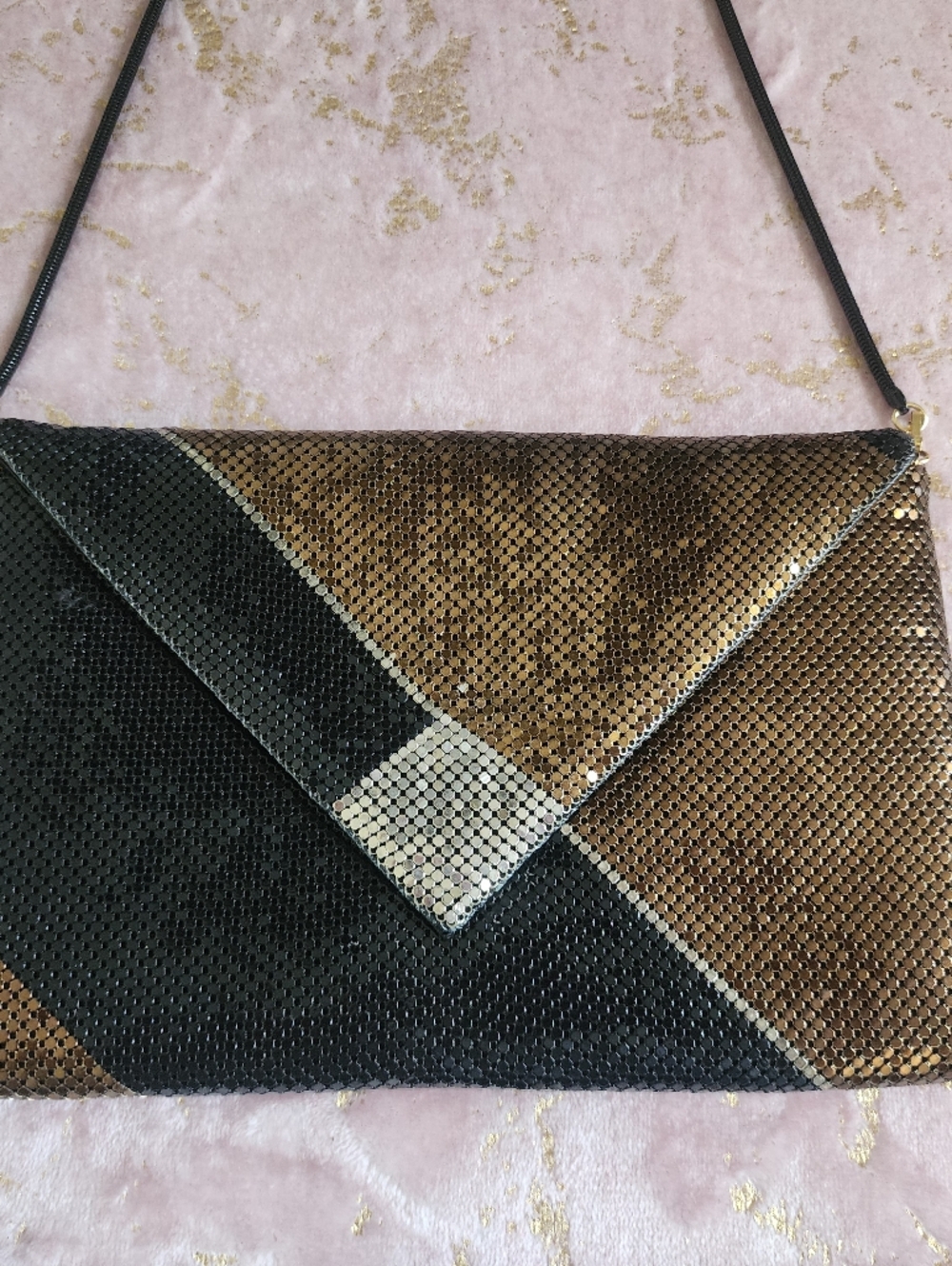 BAG | Sequin Envelope Shoulder Bag in Black and Brown - Picture 2 of 13